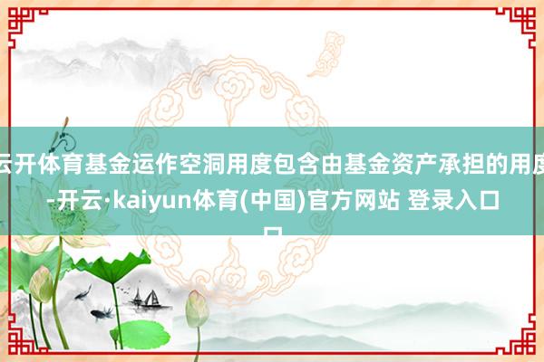 云开体育基金运作空洞用度包含由基金资产承担的用度-开云·kaiyun体育(中国)官方网站 登录入口