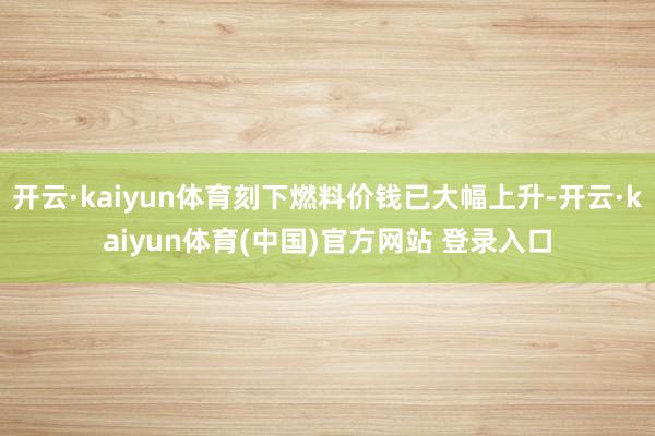 开云·kaiyun体育刻下燃料价钱已大幅上升-开云·kaiyun体育(中国)官方网站 登录入口